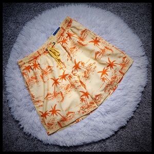 NWT Men's Club Room Yellow/Orange Island Theme Swim Trunks Size Small